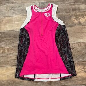 Pearl Izumi Elite Womens Cycling Tank Top Pink White Black Zip XL 13221101